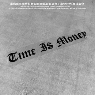 时间就是金钱英文哥特艺术字体 GM镂空车贴 汽车风挡玻璃贴纸