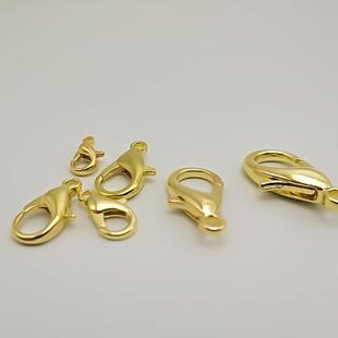 金色合金龙虾虾米扣钥匙扣饰品毛绒球挂件小挂钩diy圈挂绳项链扣