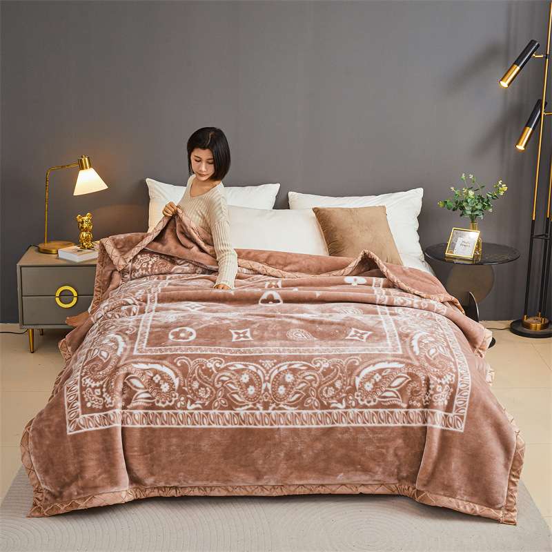 拉舍尔毛毯冬季加厚加绒午睡盖毯子床单人宿舍学生珊瑚法兰绒被子