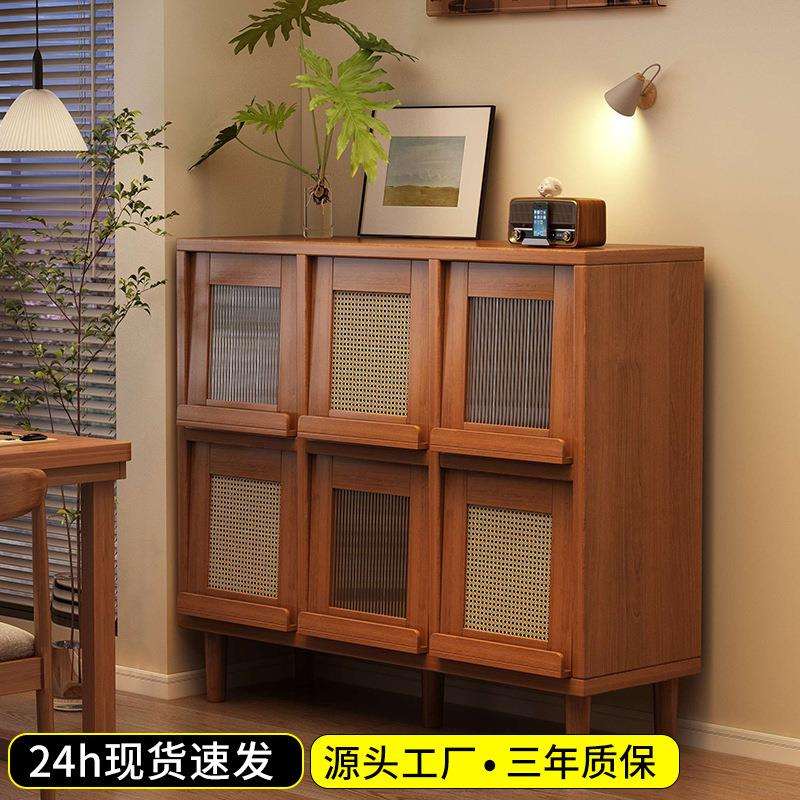 实木桌边柜置物柜子家用客厅靠墙茶水柜储物柜子落地置物架格子柜