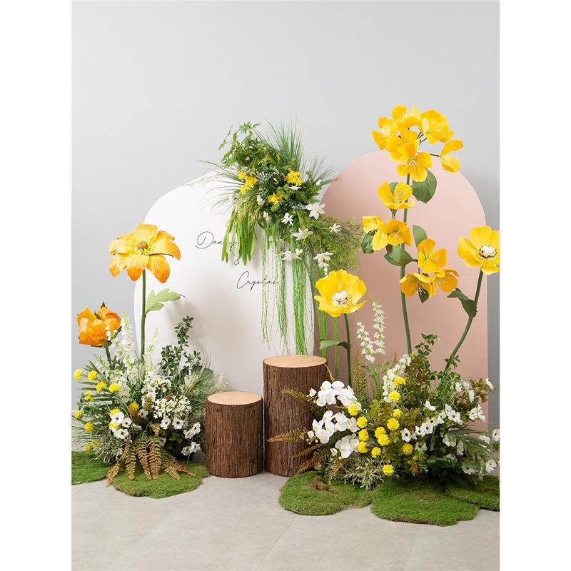 森系商业车展花艺场景摆件真花插花纸花婚礼活动假花草软装套装