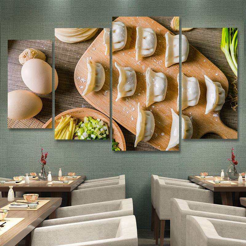 商用墙壁文化装饰画中华美食创意传统画手工挂画饺子创意店个性饺