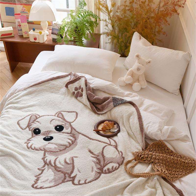新品萌宠狗狗毛毯半边绒柔软毯可爱沙发盖毯午休毯装饰毯鲁哈斯