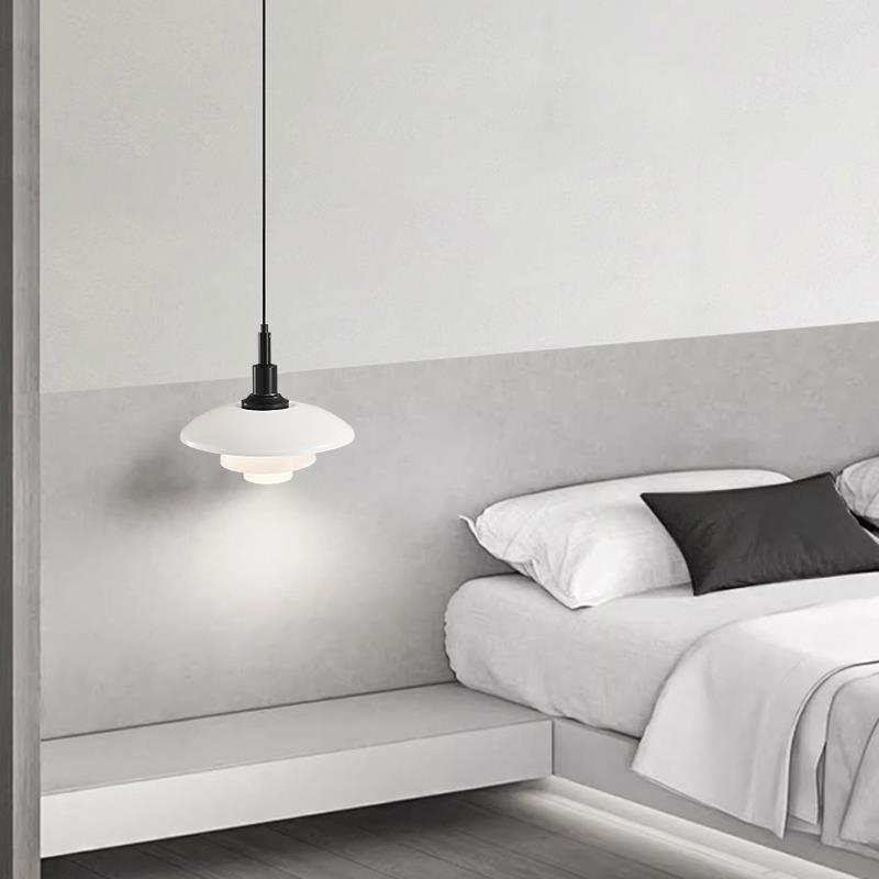 意式高端极简卧室床头吊灯可升降调节高级感全铜玻璃个性餐厅吊灯