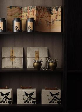 新中式禅意摆件样板间样品屋展示中心书房茶室客厅软装饰品茶叶罐