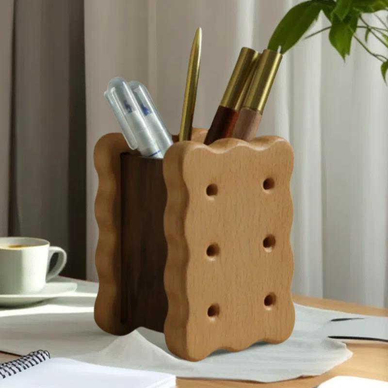 实木木质桌面笔筒创意可爱卡通学生教师节礼物书房办公文具收纳