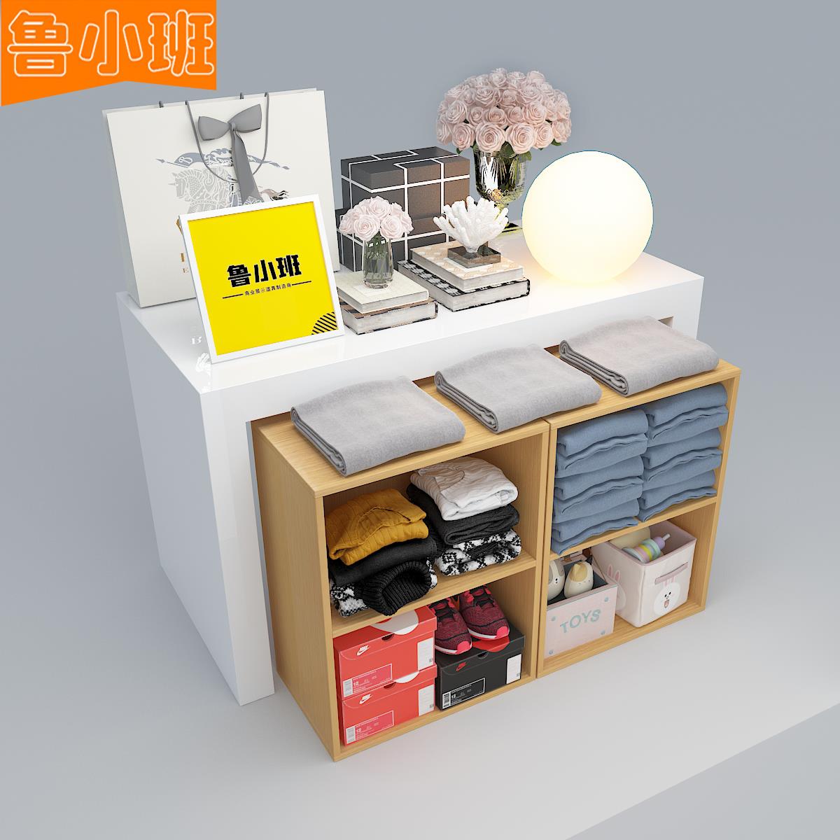 服装店展示桌阶梯展示台女装店中间摆台多功能中岛柜流水台展示台