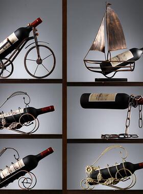 轻奢红酒架摆件现代简约酒柜装饰品小创意家居客厅桌面工艺摆设品