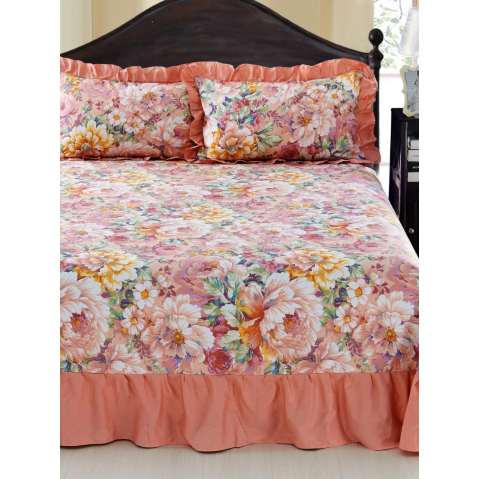 全棉花边小碎花大床单单件大尺寸2.7×2.5 250×270 荷叶边 纯棉