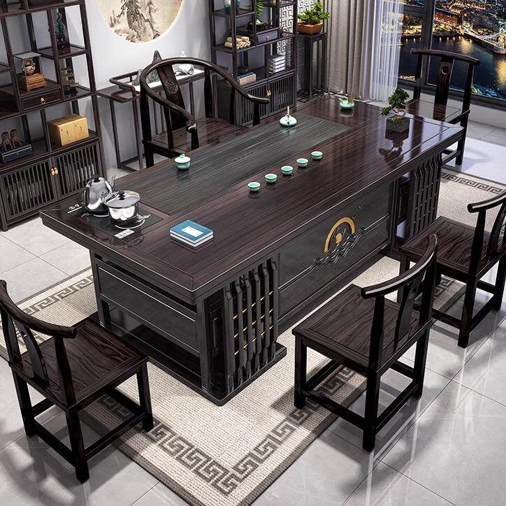 新中式茶桌椅组合办公室茶几实木茶台茶具套装一体家用功夫泡茶台