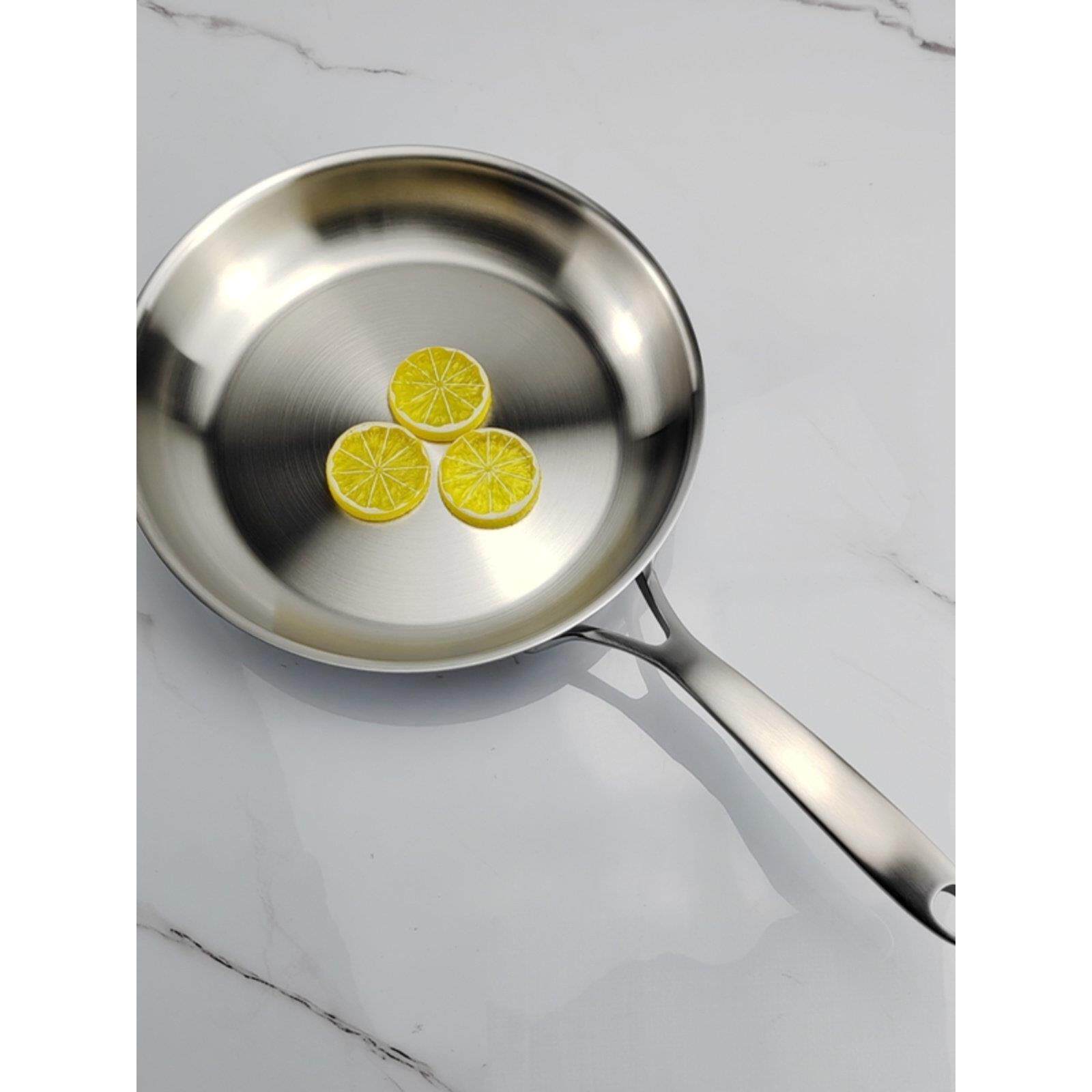 18-10不锈钢五层铜芯煎锅304平底无涂层不粘锅燃气灶电磁炉26