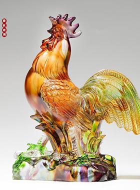 琉璃鸡摆件书房桌面装饰品家居礼品贺寿公鸡生肖生日礼物高档轻奢