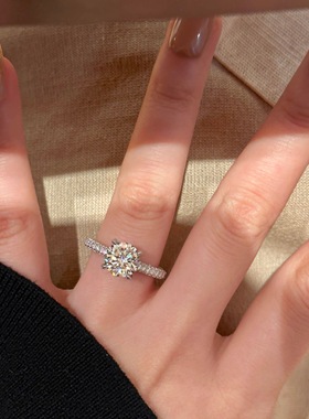 高定轻奢爆款人工培育四爪微镶戒指女款小众设计感高级食指戒02