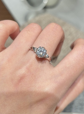 高定轻奢银色莫桑仿真钻婚戒女款