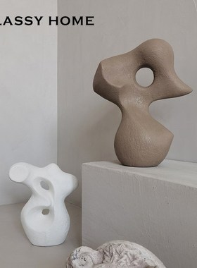 莫比抽象艺术手工陶艺摆件 侘寂风现代简约民宿样板房间装饰礼物