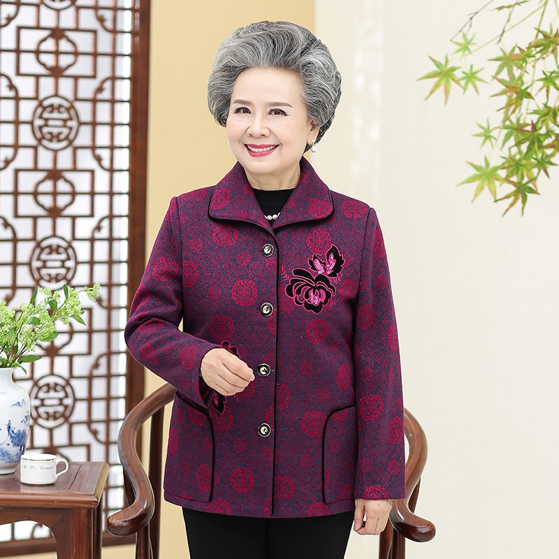 中老年人春秋外套女奶奶q装秋季两用衫6070岁妈妈保暖上衣服老太