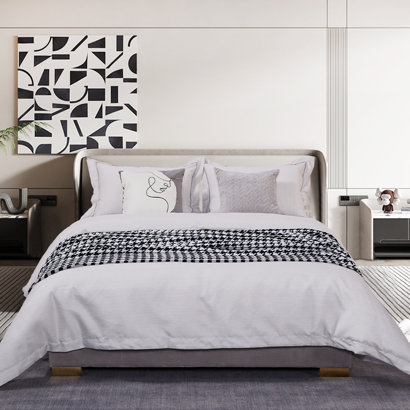 展厅样板间家俱配套床品 奶油风侘寂风刺绣软装后现代多件套 特惠