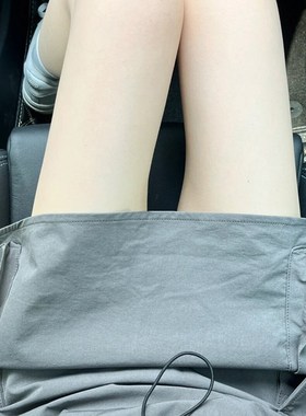 美式灰色速干工装短裙女夏薄款大码胖Fmm高腰休闲显瘦a字半身裙裤