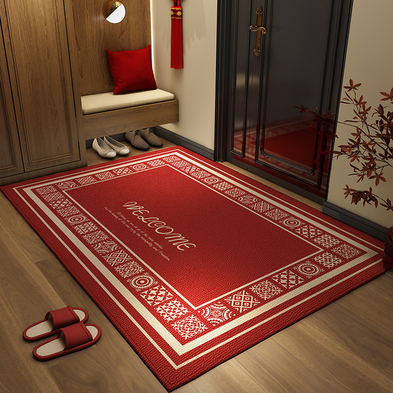 地垫入户门垫红色喜庆玄关大门口进门脚垫子可裁剪耐脏门毯地毯