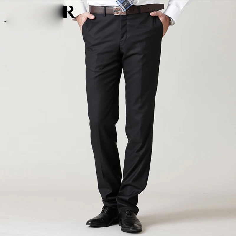 【吉牌】商务正装男士职业免烫纯色西裤纯羊毛直筒精纺毛料裤子