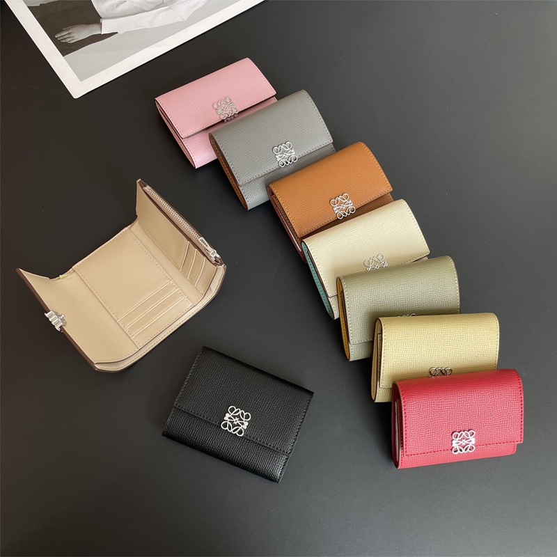 手掌纹头层牛皮短款三折小钱包真皮时尚简约多卡位证件包大钞皮夹