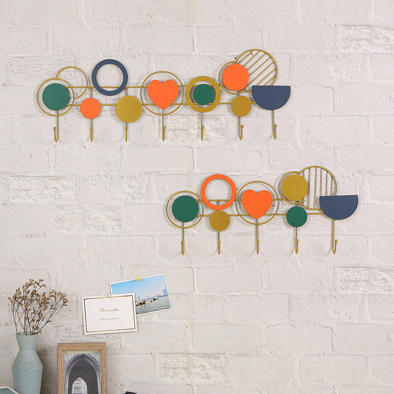 轻奢创意艺术墙上铁艺装饰挂钩挂墙挂衣钩置物架入户门口衣帽挂架