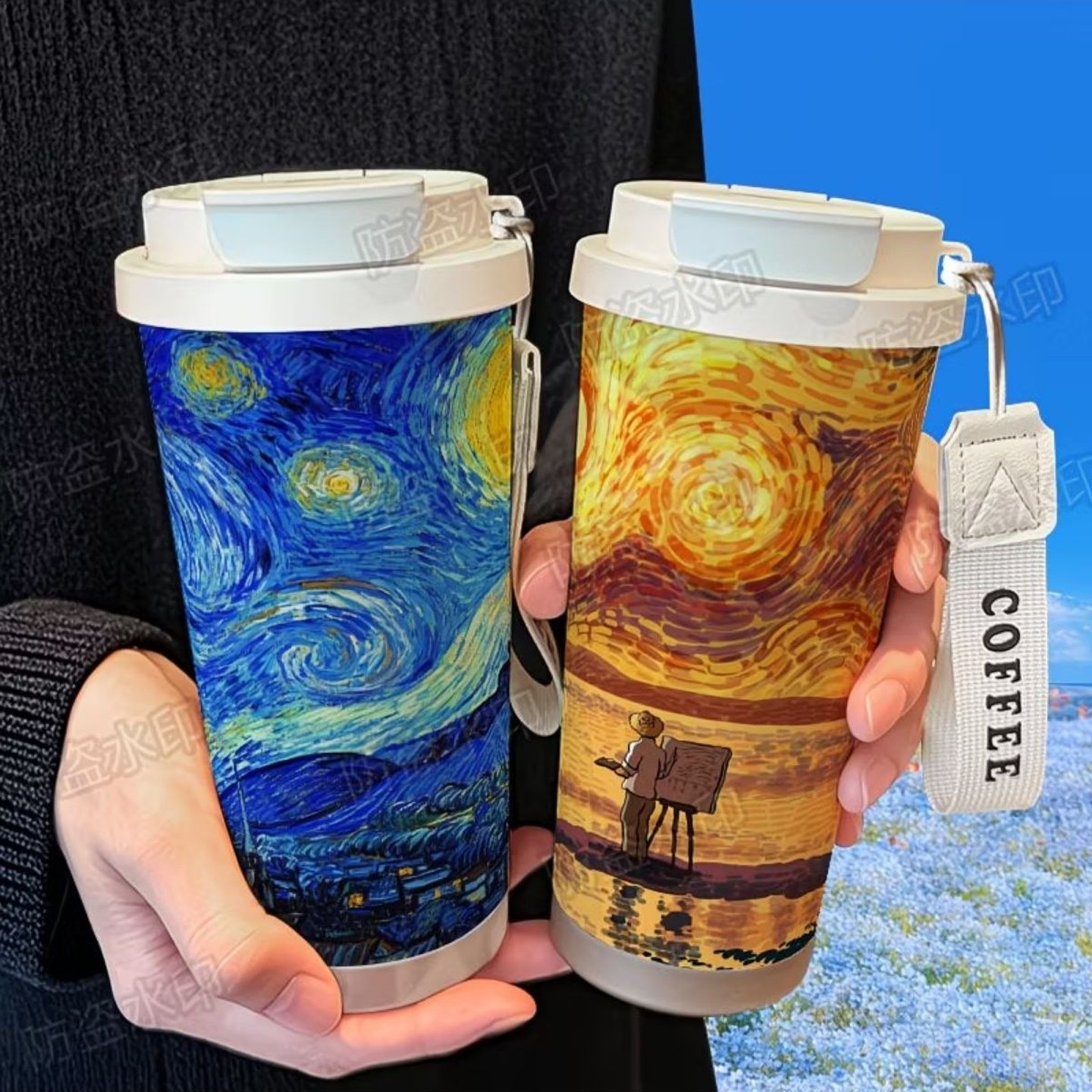 梵高星空油画周边保温杯3