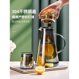 冷水壶玻璃耐高温家用泡茶壶凉水茶壶大容量果茶壶凉白开水杯套装