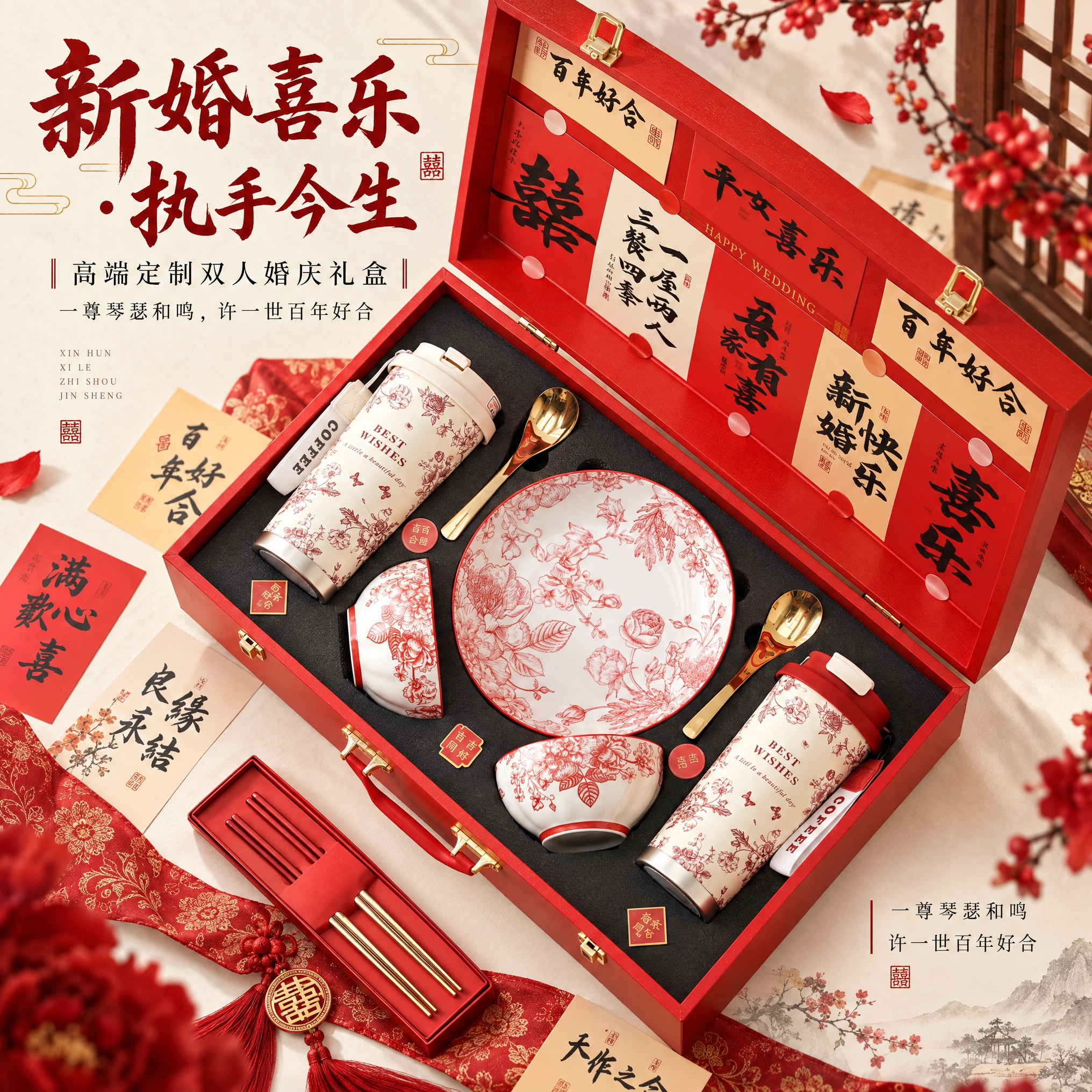 喜霓婚礼送新人闺蜜保温杯礼盒