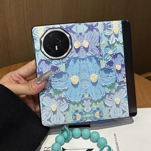 原装 三折叠屏X5防摔X3女防摔X2荣耀V3翻盖皮套V2手提 正品 日本潮牌蓝色花朵适用华为MateXT非凡大师手机壳新款