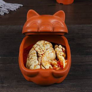 网红特色火锅烧烤店紫砂猪脑花容器可加热碳烤创意专用猪形碗餐具