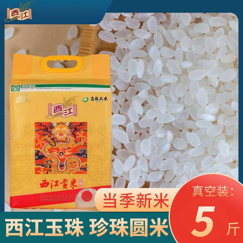 西江贡米西江玉珠25年新米东北大米长粒香米圆米珍珠米黑土绿色