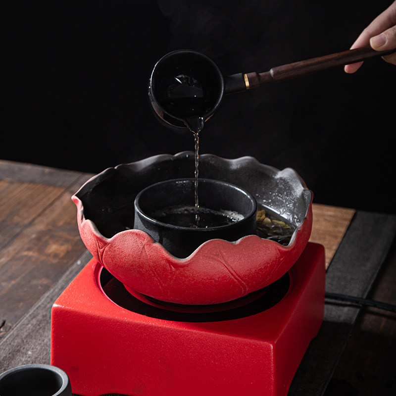 火山石煮茶器煮茶炉陶瓷煮茶碗新中式高端白茶黑茶陶壶电陶炉套装