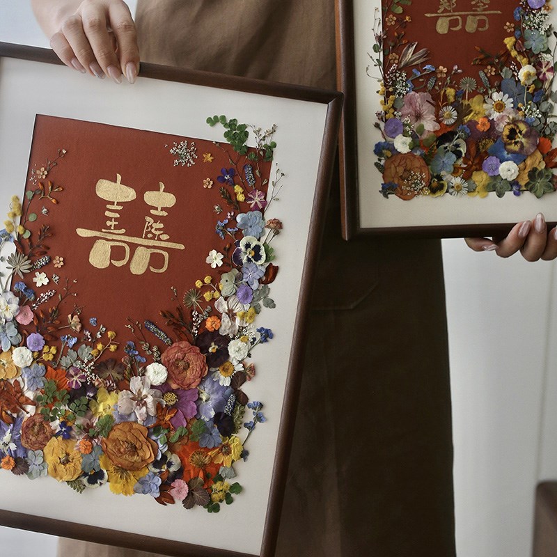 结婚礼物送新人闺蜜手工diy创意永生花百喜图相框装饰摆饰高档制