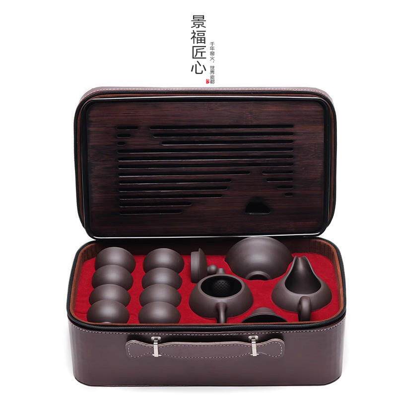 景德镇功夫茶具套装旅行2026新款刻字定制轻奢高档紫砂西施壶茶壶