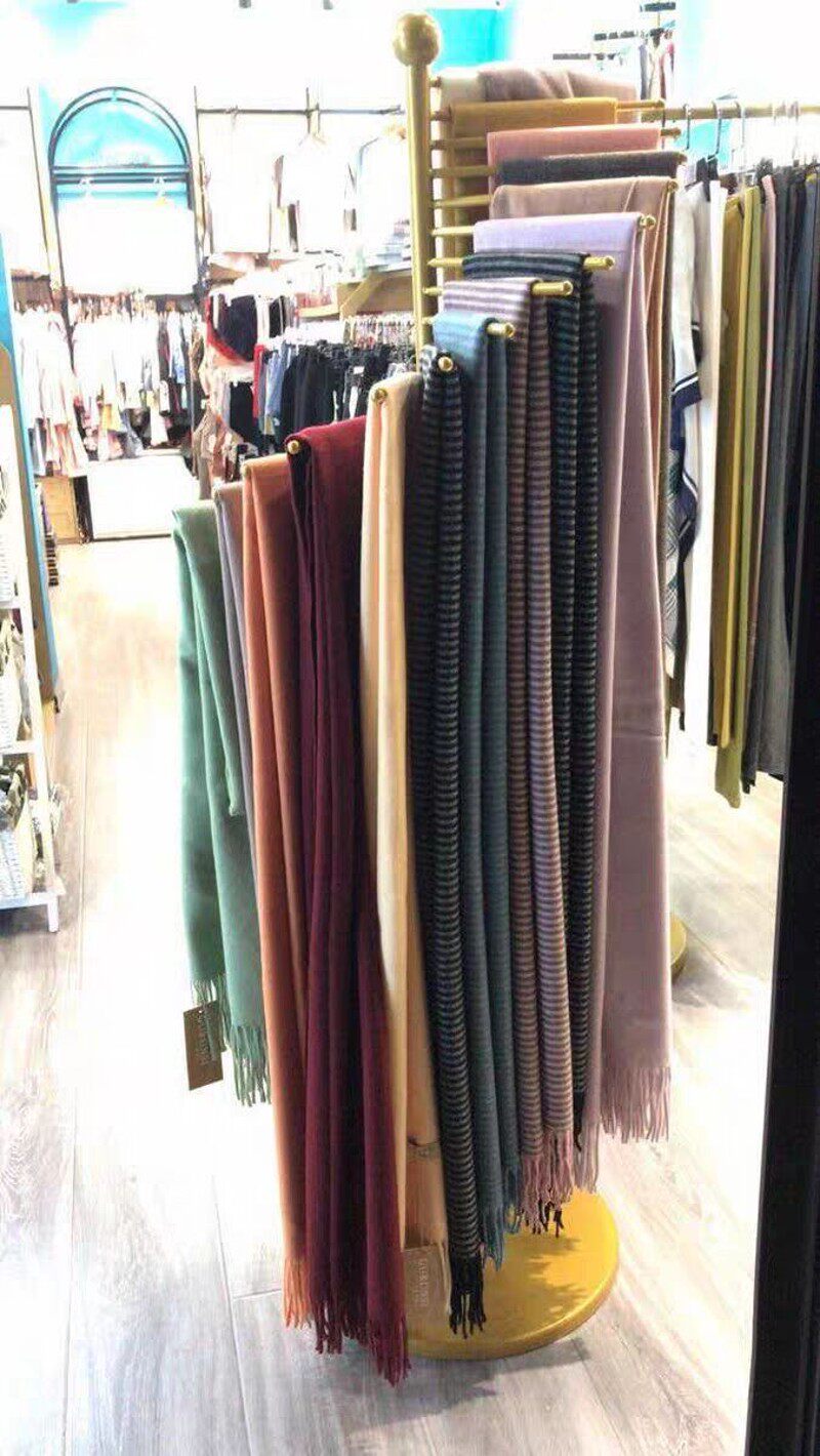 金色创意围巾展示架落地挂丝巾架子服装店毛巾披肩围脖陈列架圆形