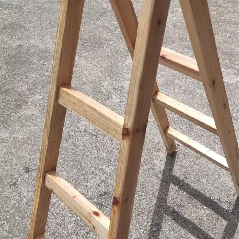 实木梯子人字梯榫卯工艺结构双侧折叠行走梯家用梯装修楼梯可定制