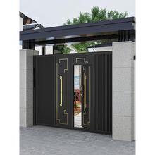 铝合金庭院门头门顶户外雨棚铝艺别墅双开门铝艺院墙铁艺门楼大门