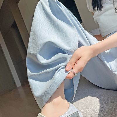 TY【百人验货】白色醋酸肌理感奶芙山本裤慵懒高腰垂感冰丝阔腿裤