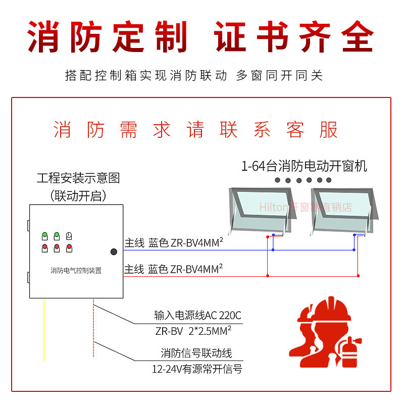 电动开窗器双螺杆大推力大角度消防联动排烟窗天窗悬窗控制器
