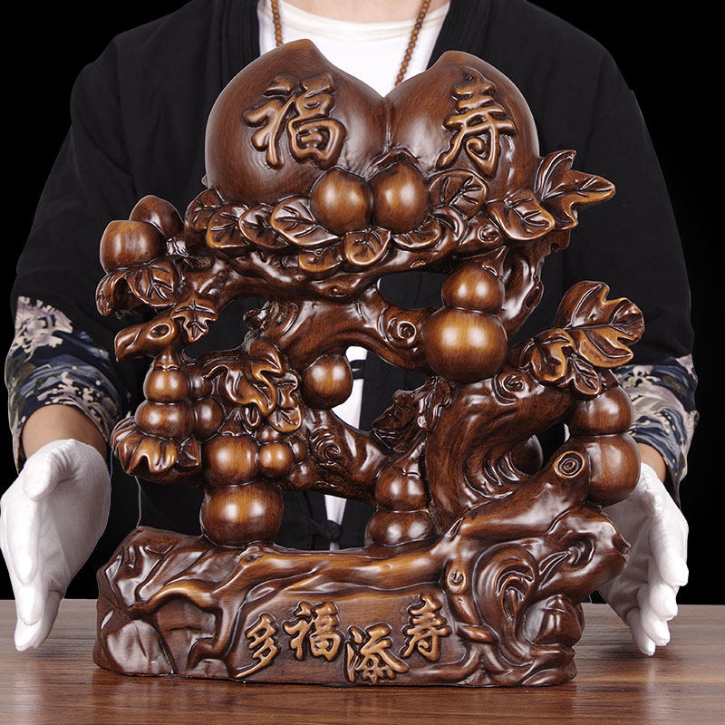 实木雕刻寿桃摆件老年人过大寿爷爷奶奶长辈实用祝寿贺寿生日礼物
