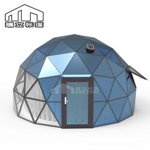 6米玻璃球形帐篷酒店2层透明区域玻璃星空房双色镀膜玻璃帐篷民宿