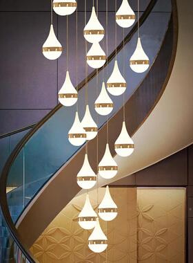 定意50744制现代简约ld楼梯吊灯创个性别客墅厅灯复式e旋转中空长