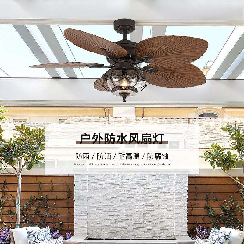 户外防水防晒风扇灯工业风凉亭庭院室外吊扇灯工业风复古吊灯电扇图片