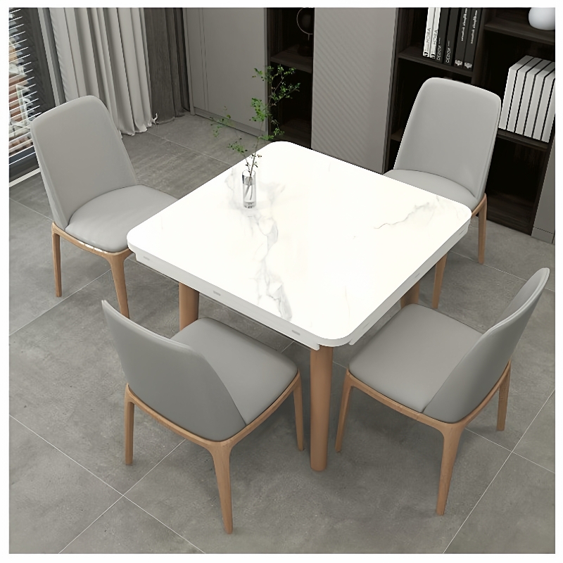 岩板实木餐桌椅餐桌现代组合简约伸缩小户型折叠餐桌餐厅餐桌椅