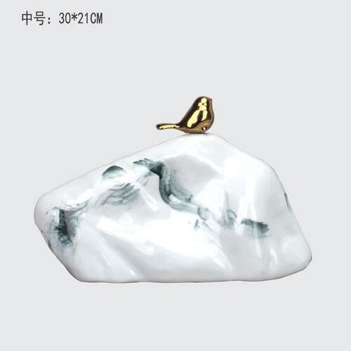 创意新中式陶瓷假山摆件客厅装饰品电视酒柜软装样板房玄关摆设
