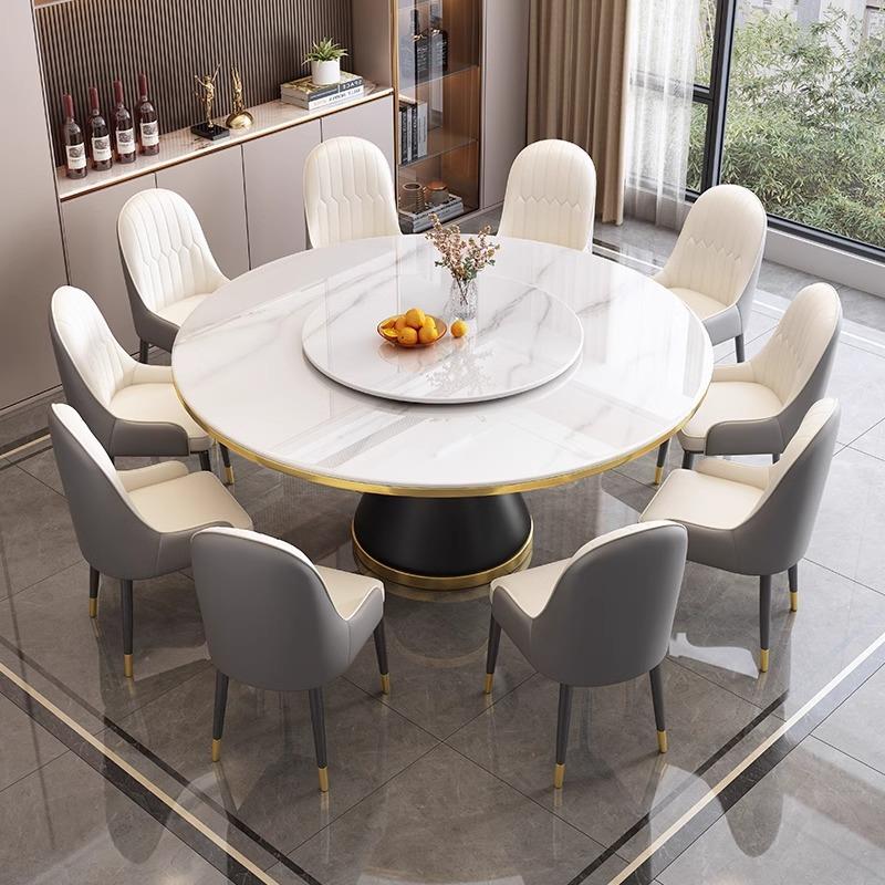 圆形岩板餐桌椅2025新款家用客厅圆桌10人餐饮商用吃饭桌子