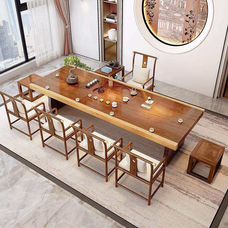 新中式实木大板茶桌椅组合茶台茶几客厅2024办公室泡茶茶道茶盘