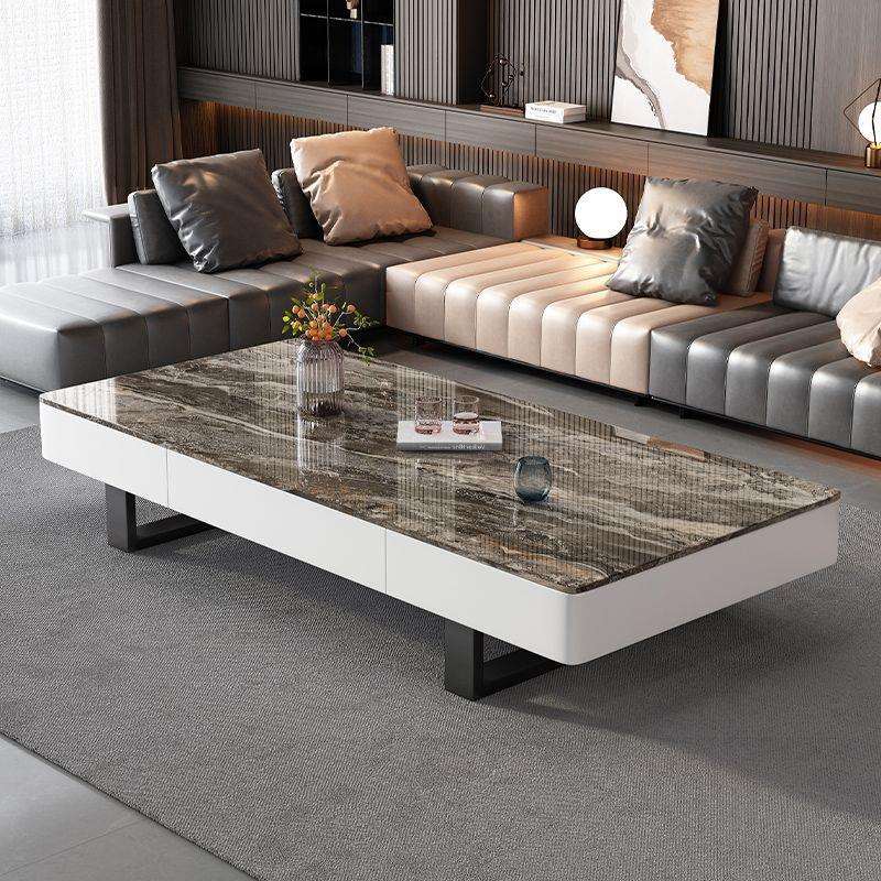 岩板小户型意式极简轻奢长方形客厅家用办公室设计师落地茶几桌子