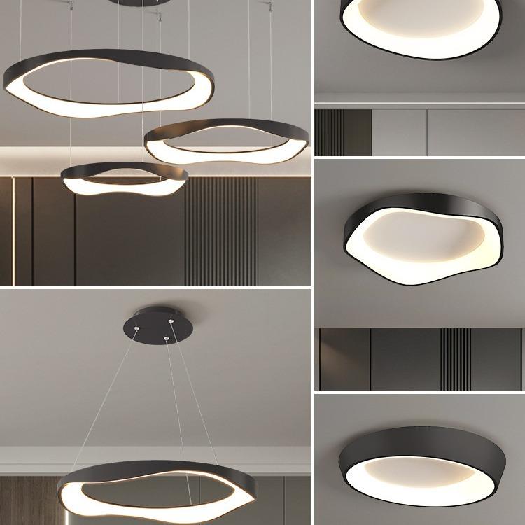 北欧客厅餐厅吊灯现代简约饭厅吧台餐吊灯led圆环形艺术个性吊灯